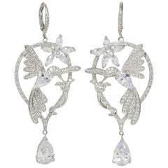 CZ By Kenneth Jay Lane Glittering Flowers Danglig Cubic Zirconia Ohrringe