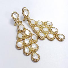 CZ by KJL Kenneth Jay Lane Cascading Opaque Pear Crystal Earrings in Gold