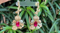 CZ Earrings Gold Over Silver