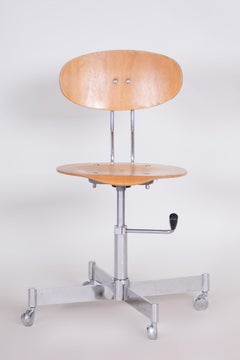 Tschechischer Sessel aus Buche, Sperrholz und Stahl aus den 1970er Jahren, nicht restauriert