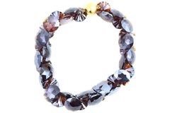 Czech Amber Colored Faceted Crystal Necklace