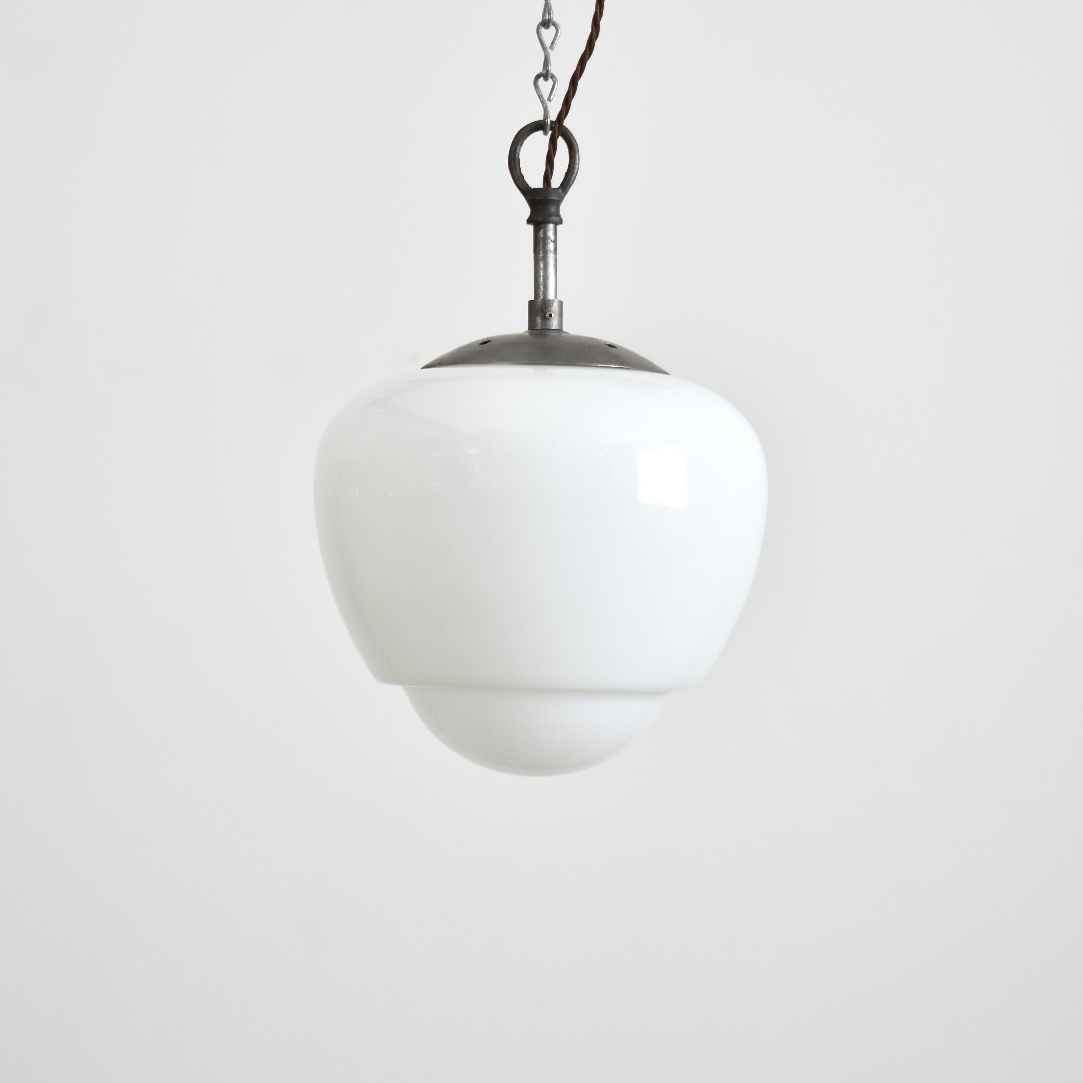 Mid-Century Modern Antique Church Opaline Acorn Pendant Light