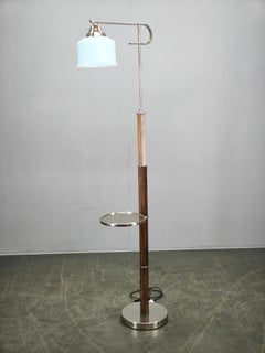 Czech Art Deco Adjustable Floor Lamp with Table, 1930s