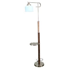 Czech Art Deco Adjustable Floor Lamp with Table, 1930s