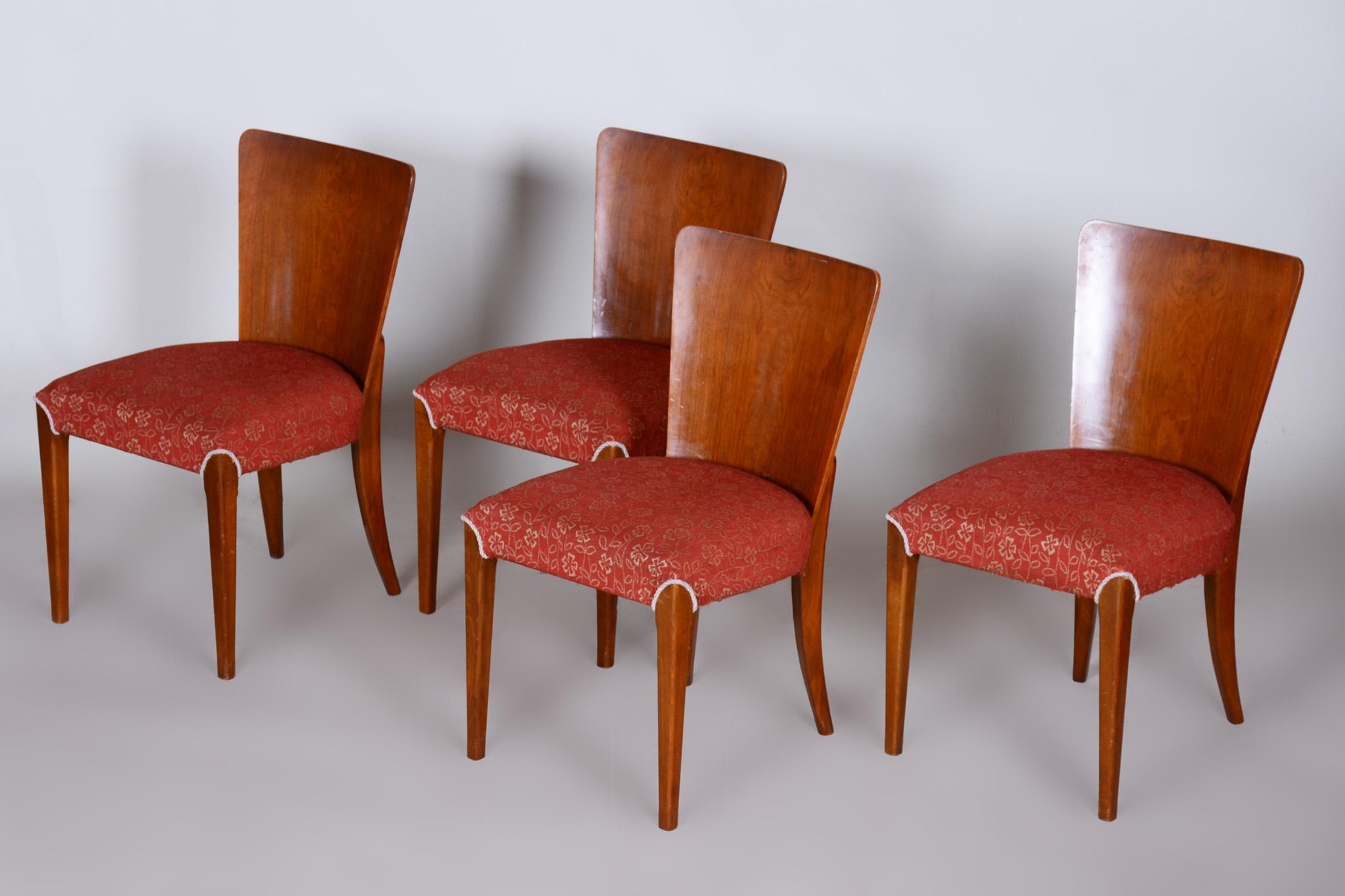 20ième siècle Chaises Art Déco tchèques, 4 pièces, conçues par Jindrich Halabala, UP Zavody, années 1940 en vente