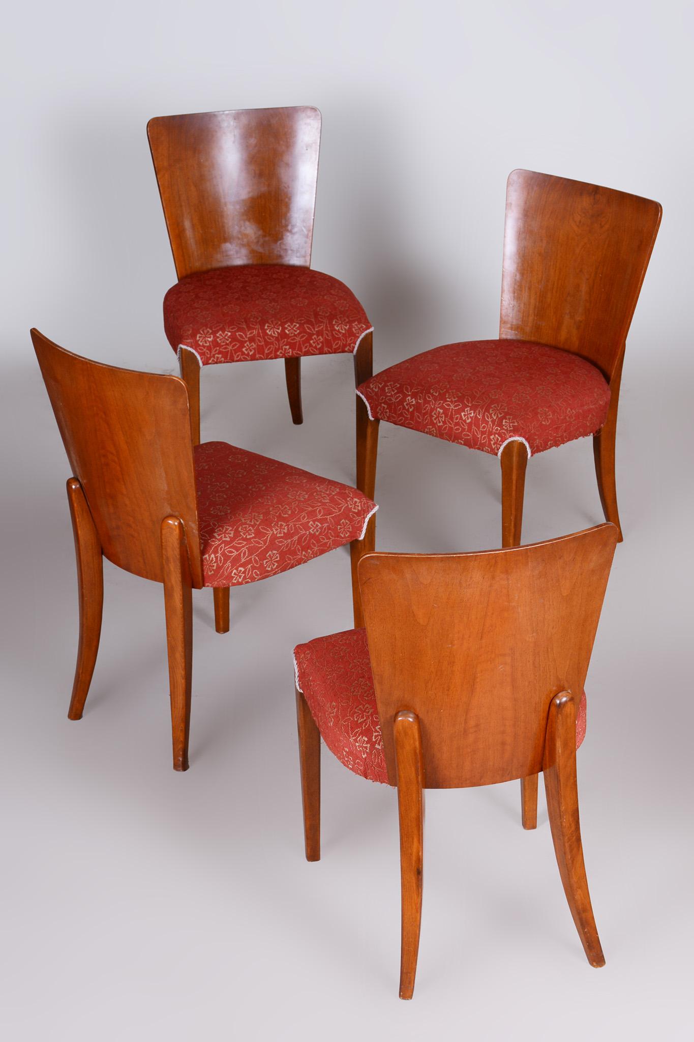 Czech Art Deco Chairs, 4 Pcs, Designed by Jindrich Halabala, UP Zavody, 1940s For Sale 3
