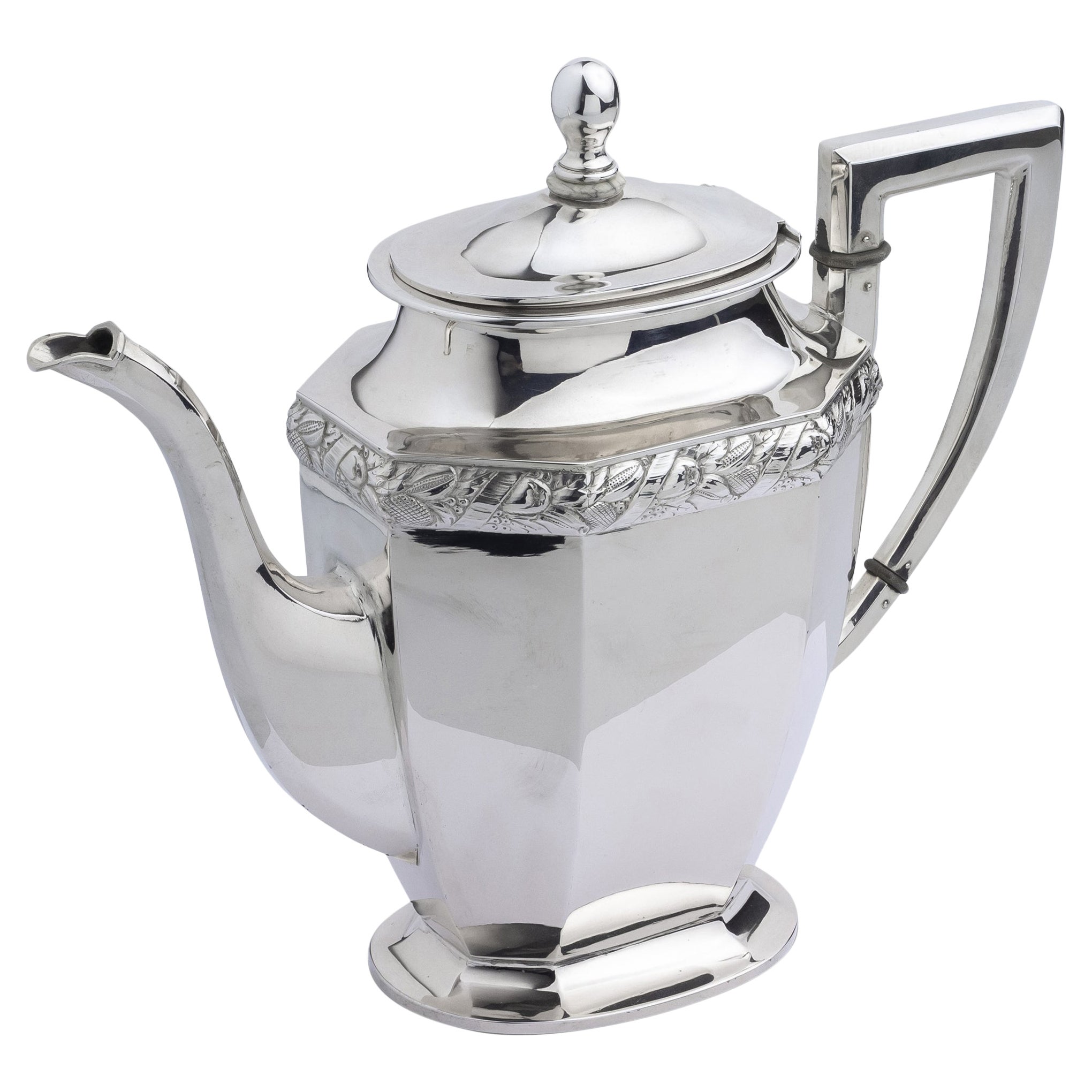 Czech Art Deco Coffee Pot in 800 Purity Silver