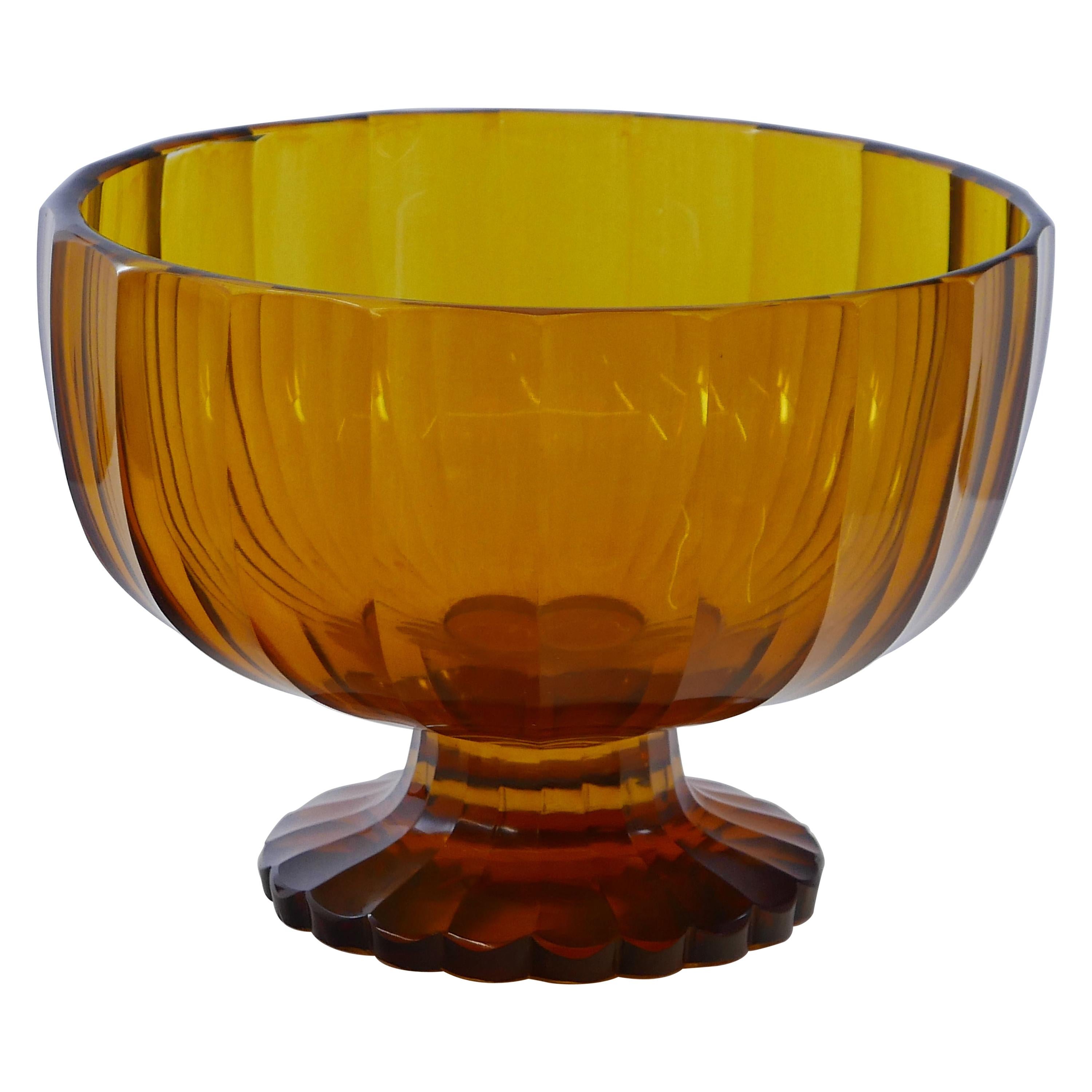 Czech Art Deco Cut Crystal Bowl