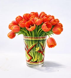 Czech Art Deco Enameled Glass Vase, Czechoslovakia, circa 1930s