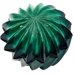 Czech Art Deco Green Malachite Marbled Art Glass Trinket Box
