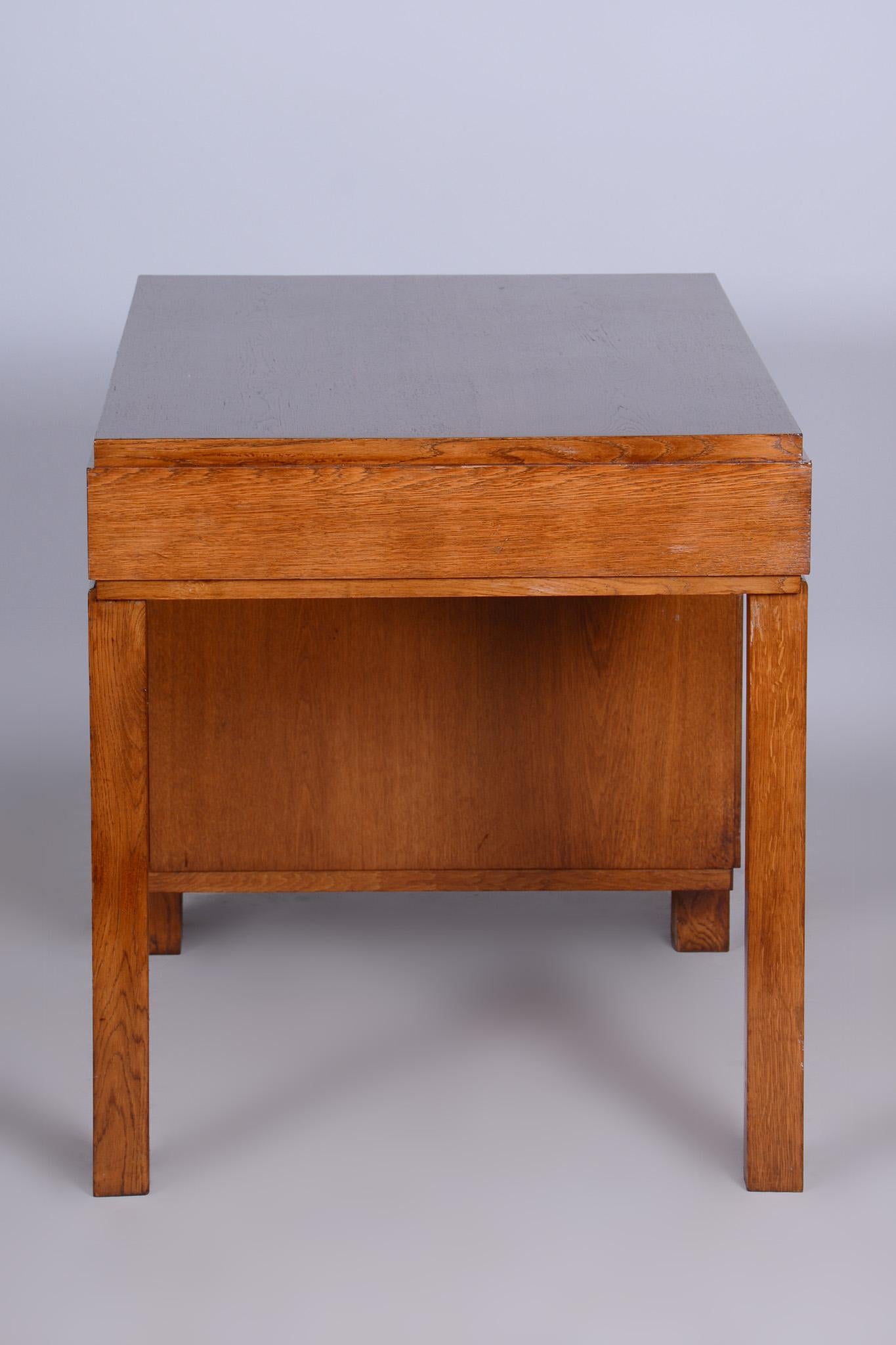 Czech Art Deco Oak Writing Desk Made in the 1930s, Restored For Sale 8