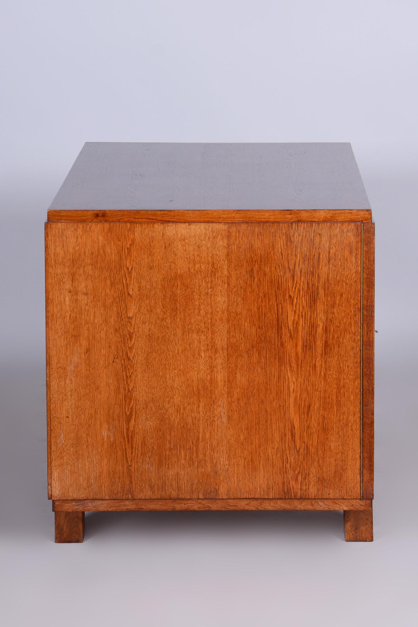Czech Art Deco Oak Writing Desk Made in the 1930s, Restored For Sale 10
