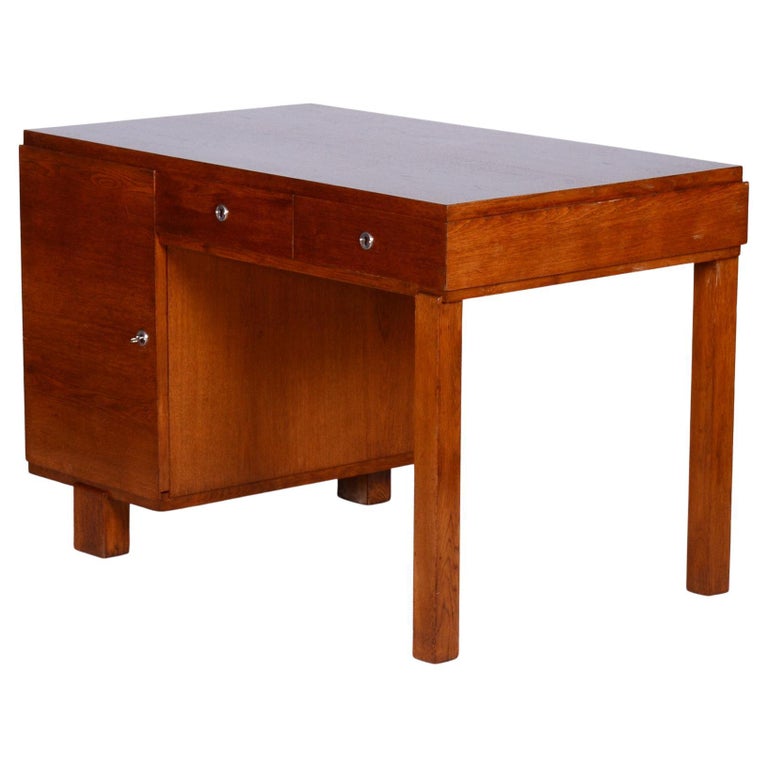 Czech Art Deco Oak Writing Desk Made in the 1930s, Restored For Sale at ... - Art Deco Desk Restoration