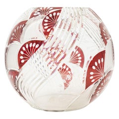 Czech Art Deco Red and Clear Glass Vase