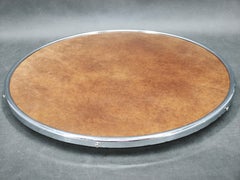 Czech Art Deco Rotating Chrome Serving Tray, 1940s