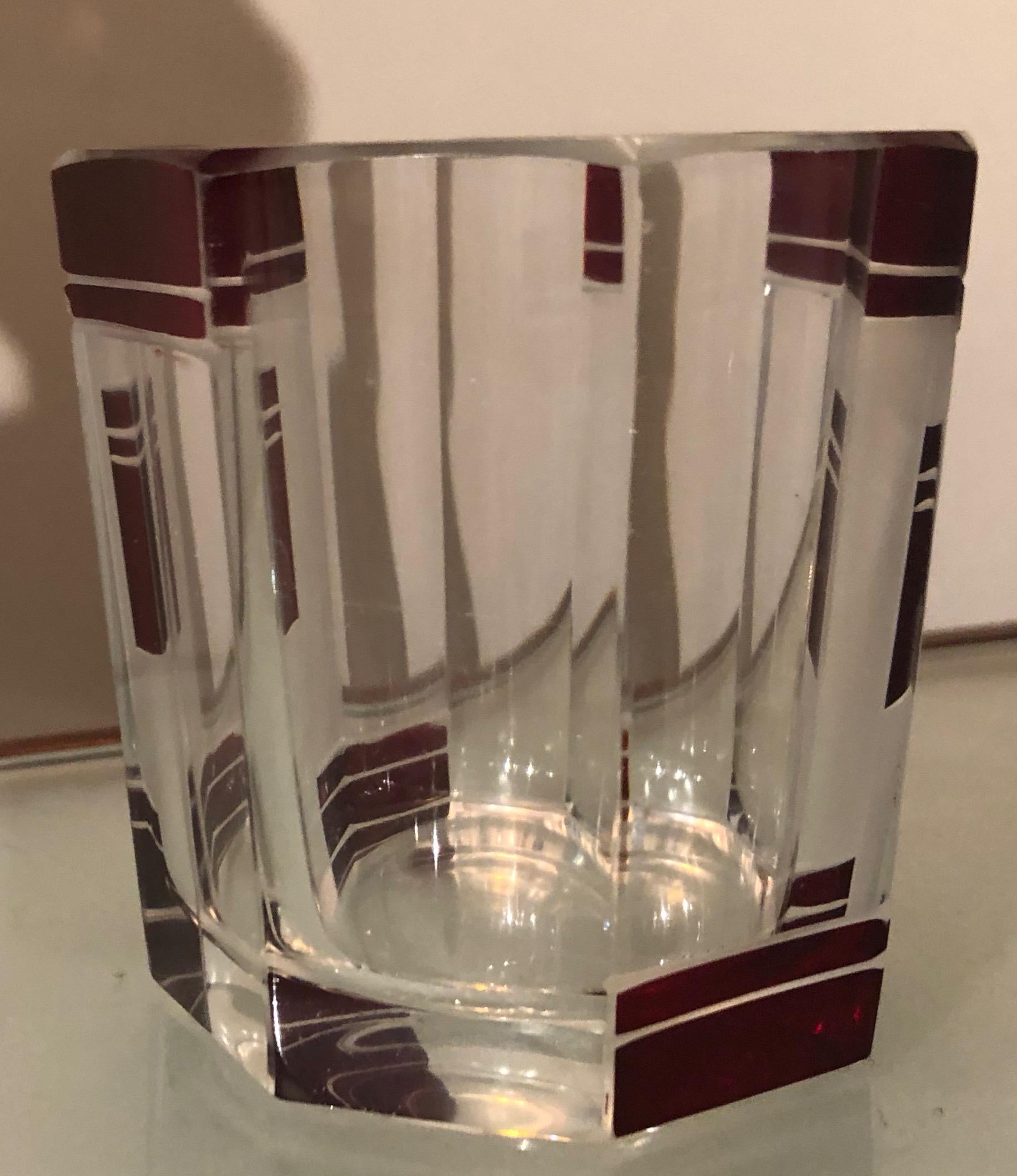 Czech Art Deco Whiskey Glass Decanter Set 1