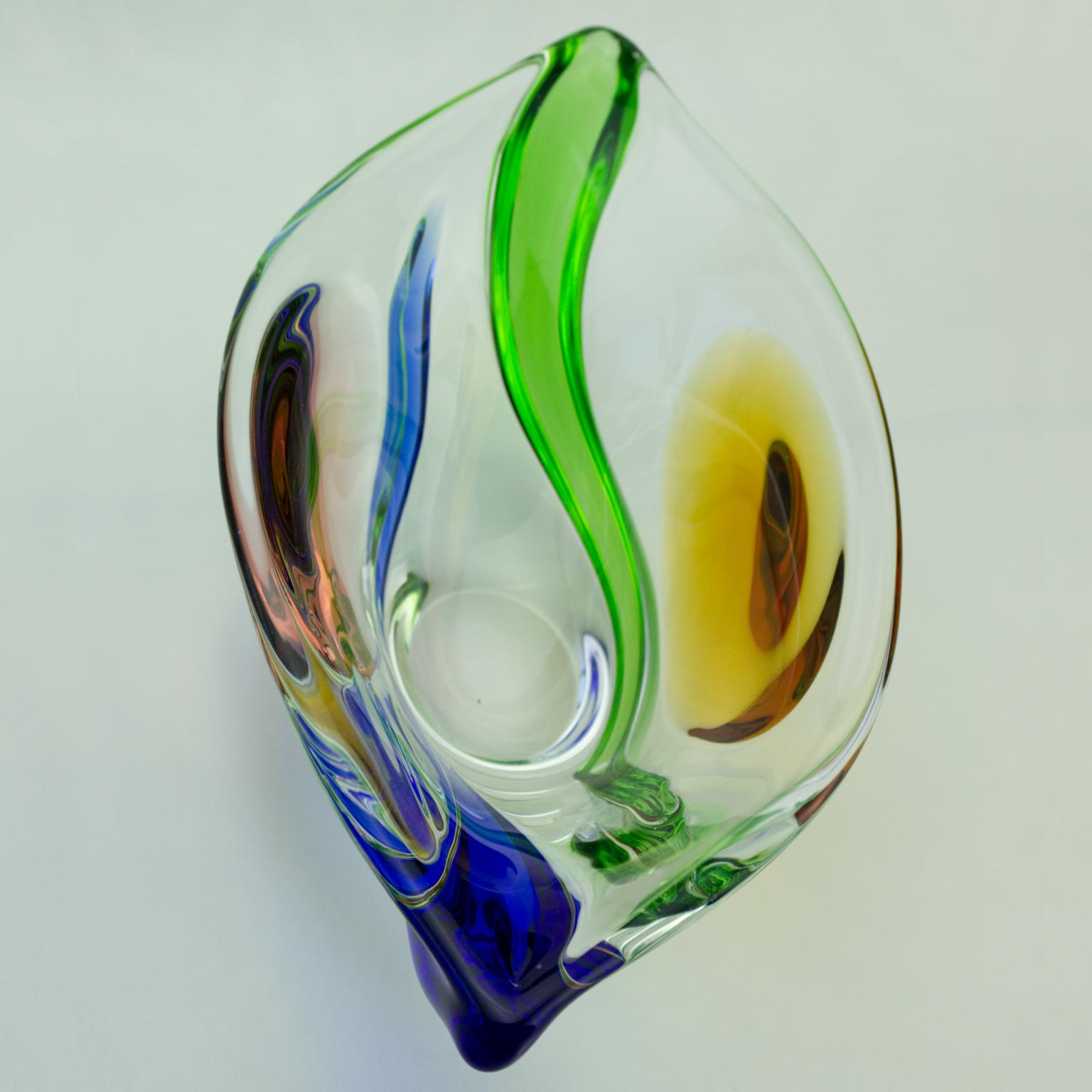 Mid-Century Modern Czech Art Glass Bowl by Frantisek Zemek for Mstisov Glassworks, 1960