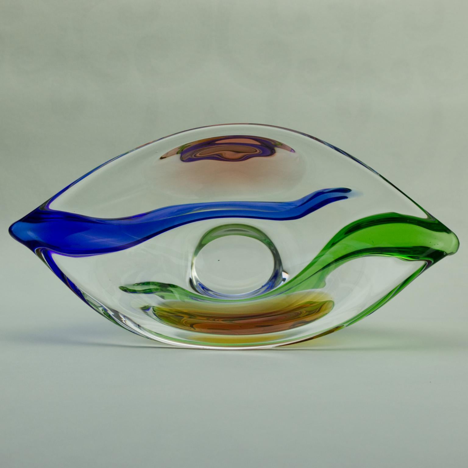 Czech Art Glass Bowl by Frantisek Zemek for Mstisov Glassworks, 1960 In Good Condition In Lucenec, SK