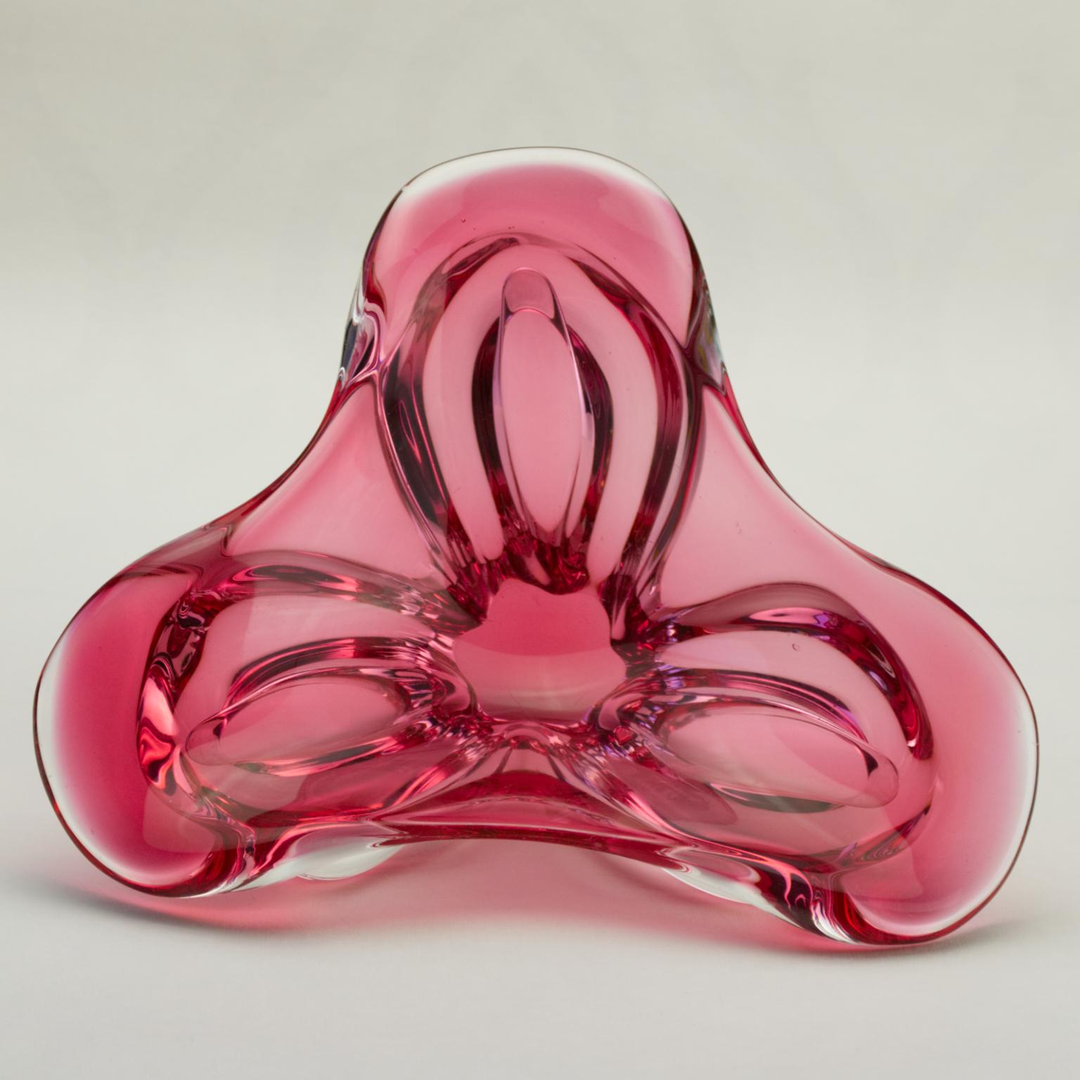 Tchèque Bol en verre d'art tchèque de Josef Hospodka, verrerie de Chribska, 1960