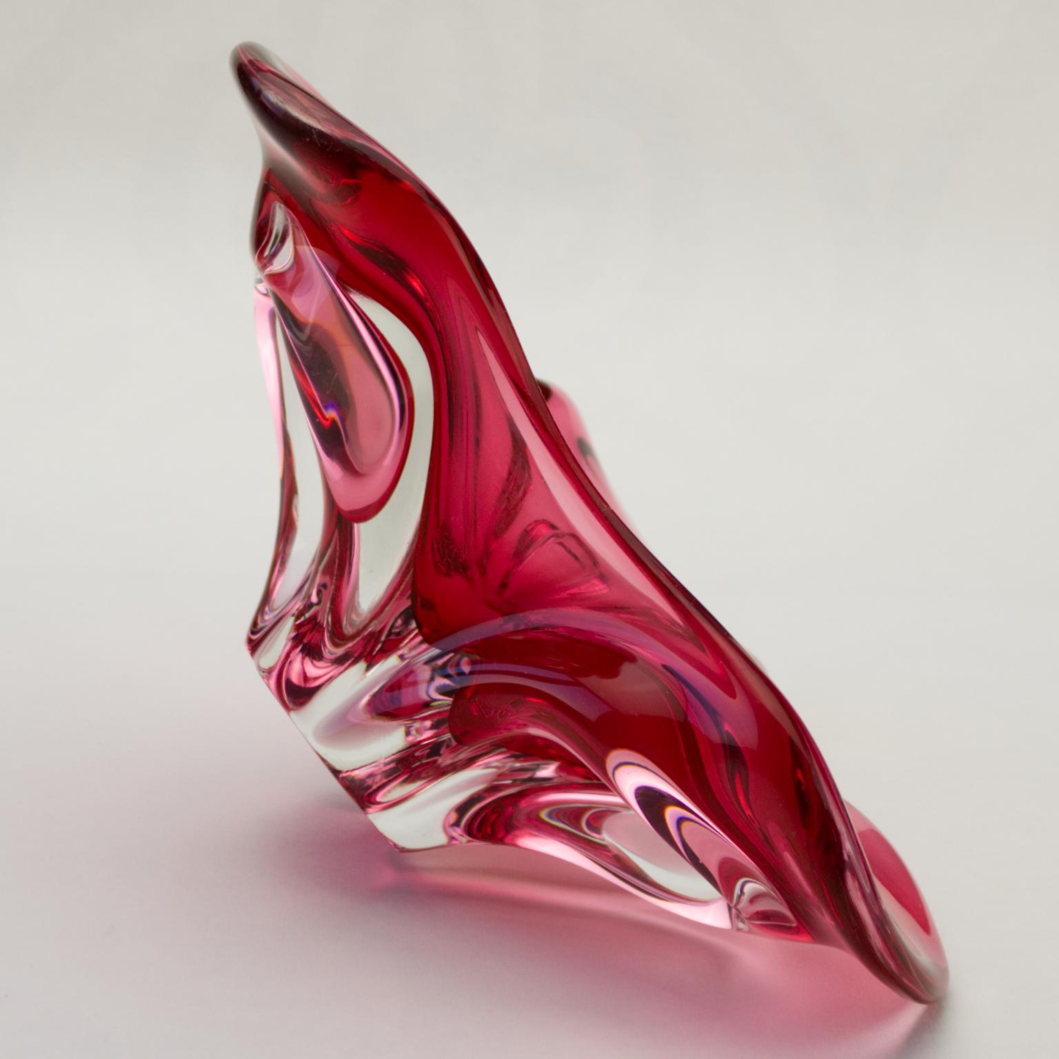 Bol en verre d'art tchèque de Josef Hospodka, verrerie de Chribska, 1960 Bon état à Lucenec, SK