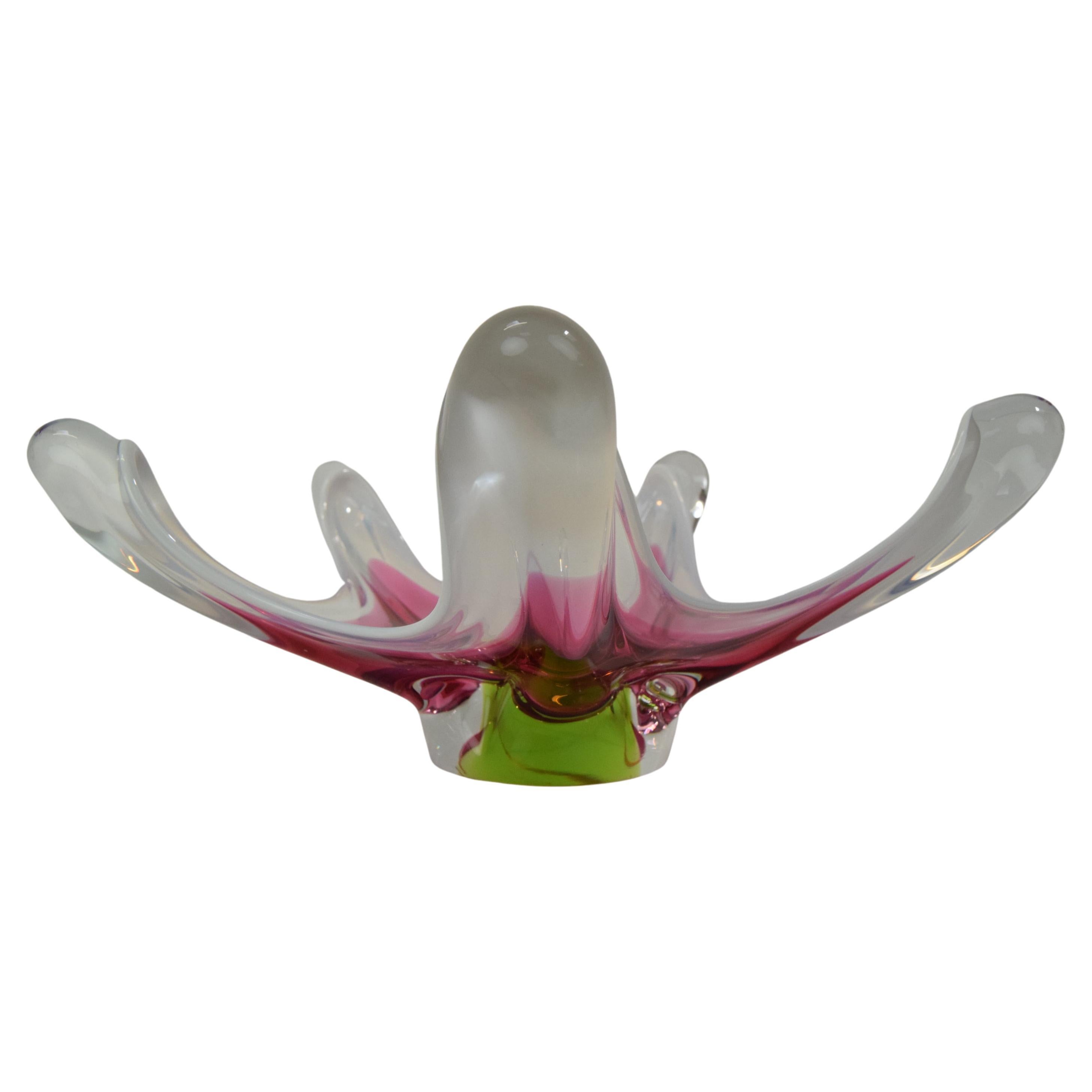 Cuenco de vidrio artístico checo de Josef Hospodka para Chribska Glassworks, años 60
