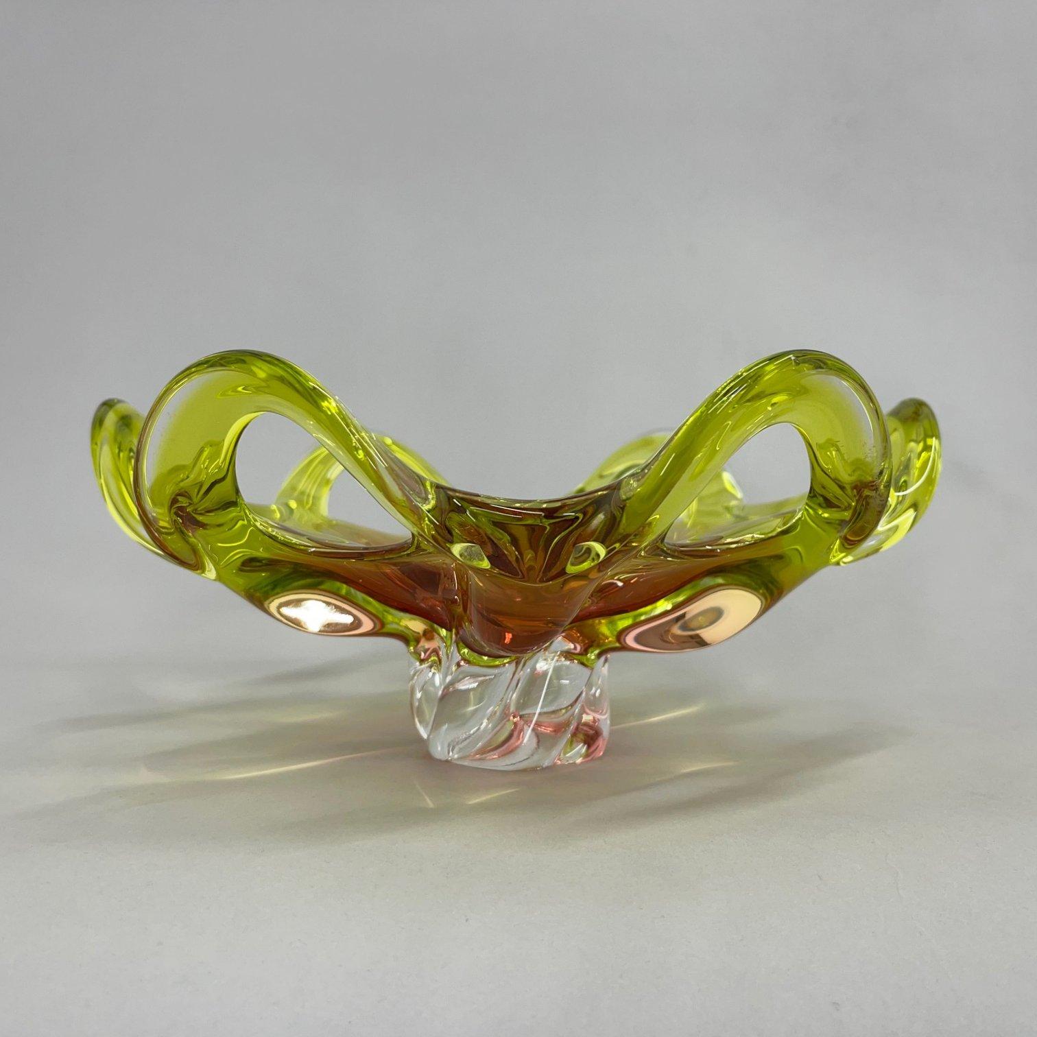 Art glass bowl designed by Josef Hospodka in the 1960's and manufactured by Chribska Glassworks in Czechoslovakia.