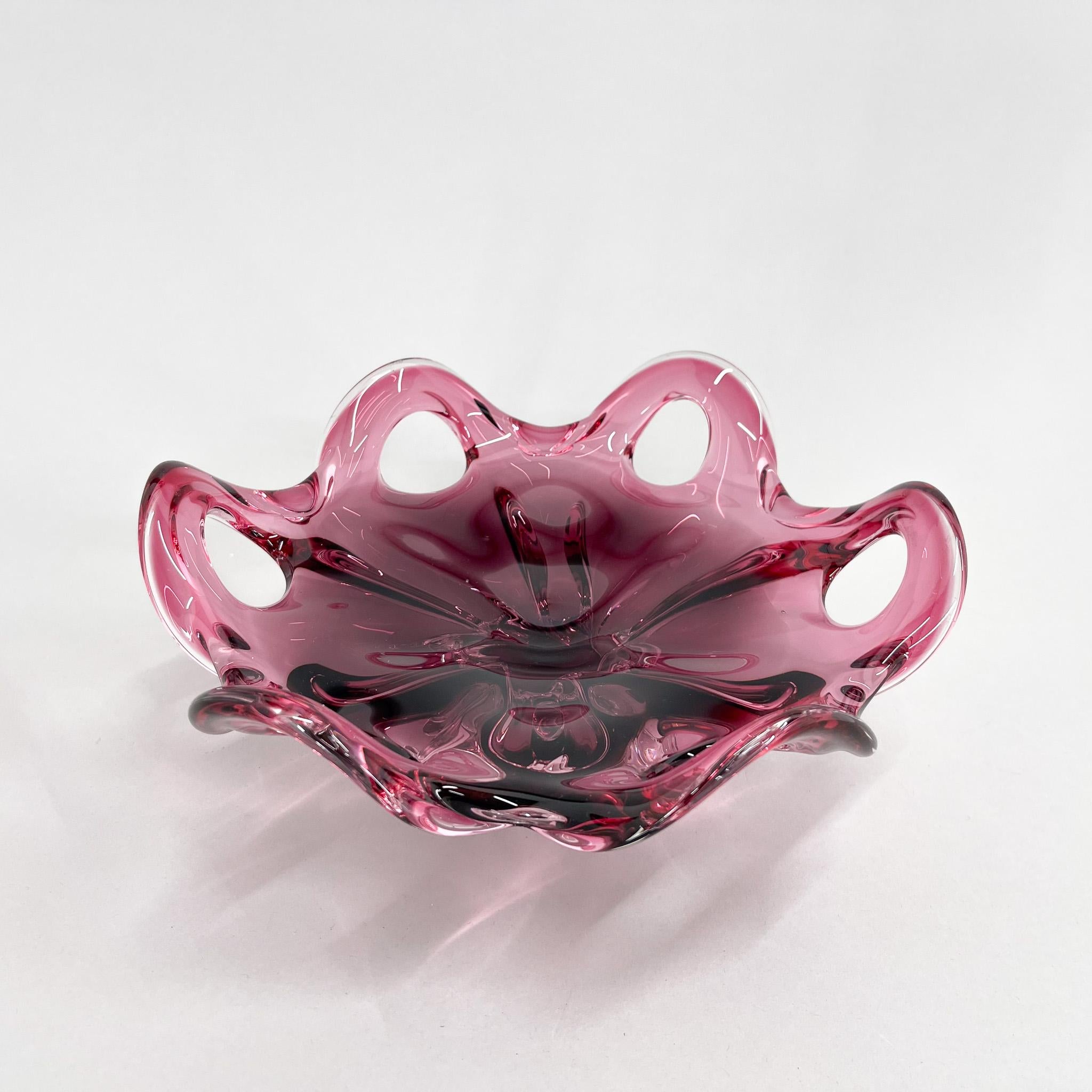 Czech Art Glass Bowl by Josef Hospodka for Chribska Glassworks, 1960s 1