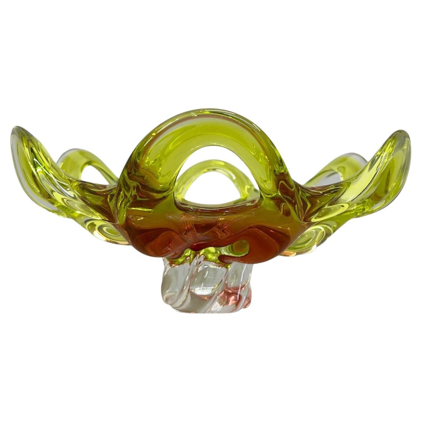 Czech Art Glass Bowl by Josef Hospodka for Chribska Glassworks, 1960's For Sale