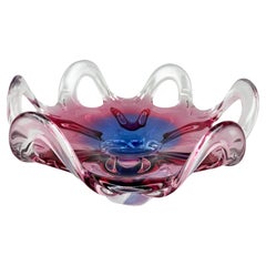 Cuenco de vidrio artístico checo de Josef Hospodka para Chribska Glassworks, años 60
