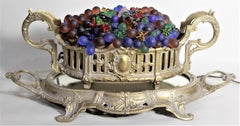 Czech Art Glass Figural Gondola Fruit Basket Light with Mirrored Pedestal Base