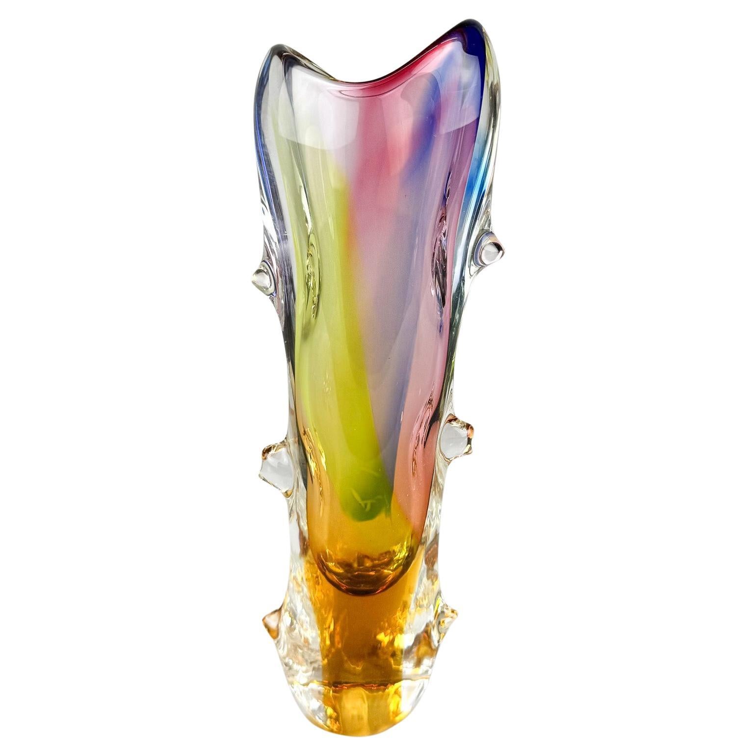 Vaso in vetro artistico ceco di Josef Rozinek per Novy Bor Glassworks, anni '60