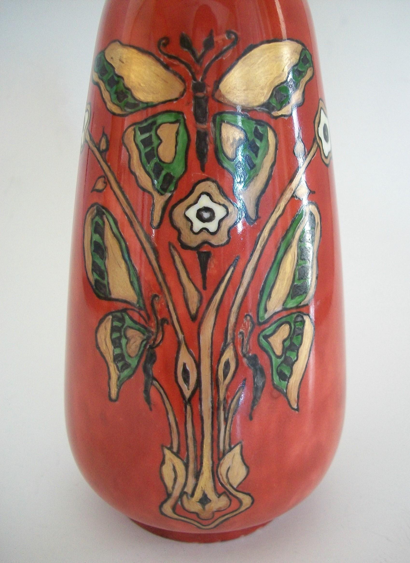 Czech Art Nouveau Hand Painted & Gilded Vase, Signed, circa 1900 For Sale 2
