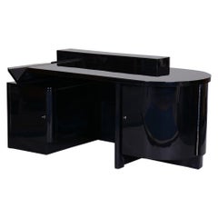 Czech Avantgarde Black Art Deco Writing Desk, Architect Kysela, High Gloss, 1920