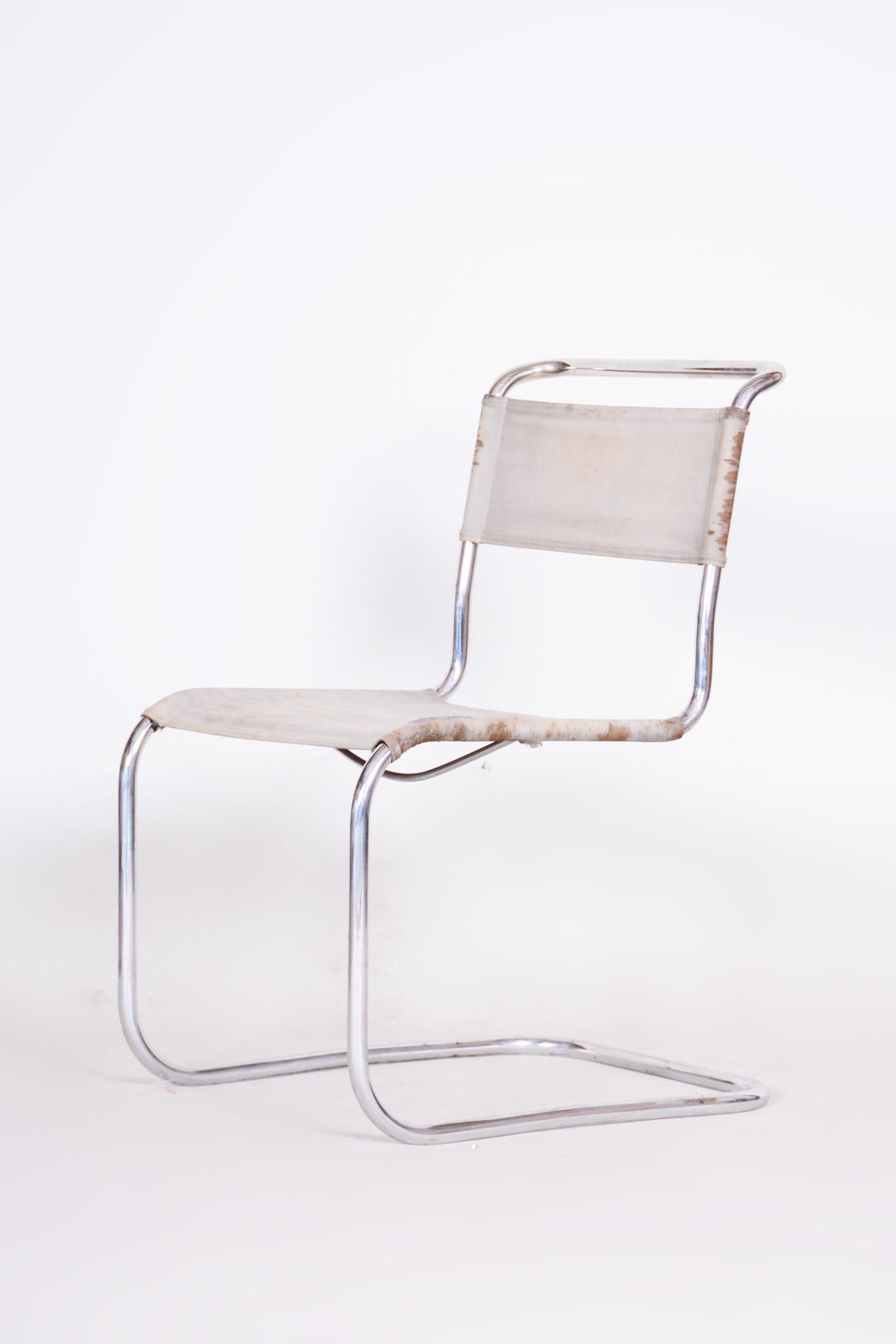 Czech Bauhaus Chair, Marcel Breuer and Robert Slezák, Chrome, 1930s 1
