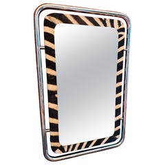 Miroir tchèque de style Bauhaus en chrome et peau de zèbre, années 1930