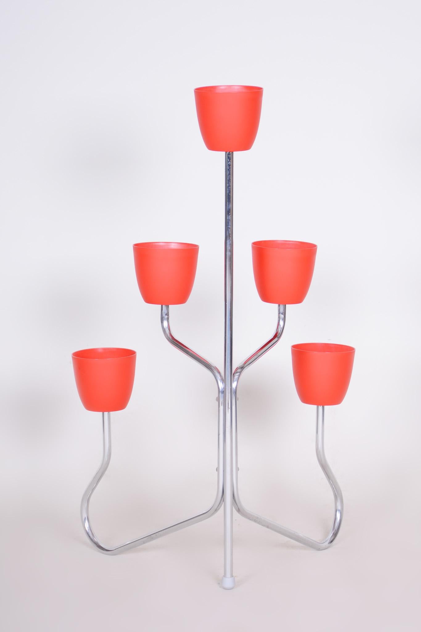 Tschechischer Bauhaus-Chrom-Blumenständer aus verchromtem Stahl, 1950er Jahre im Angebot 1