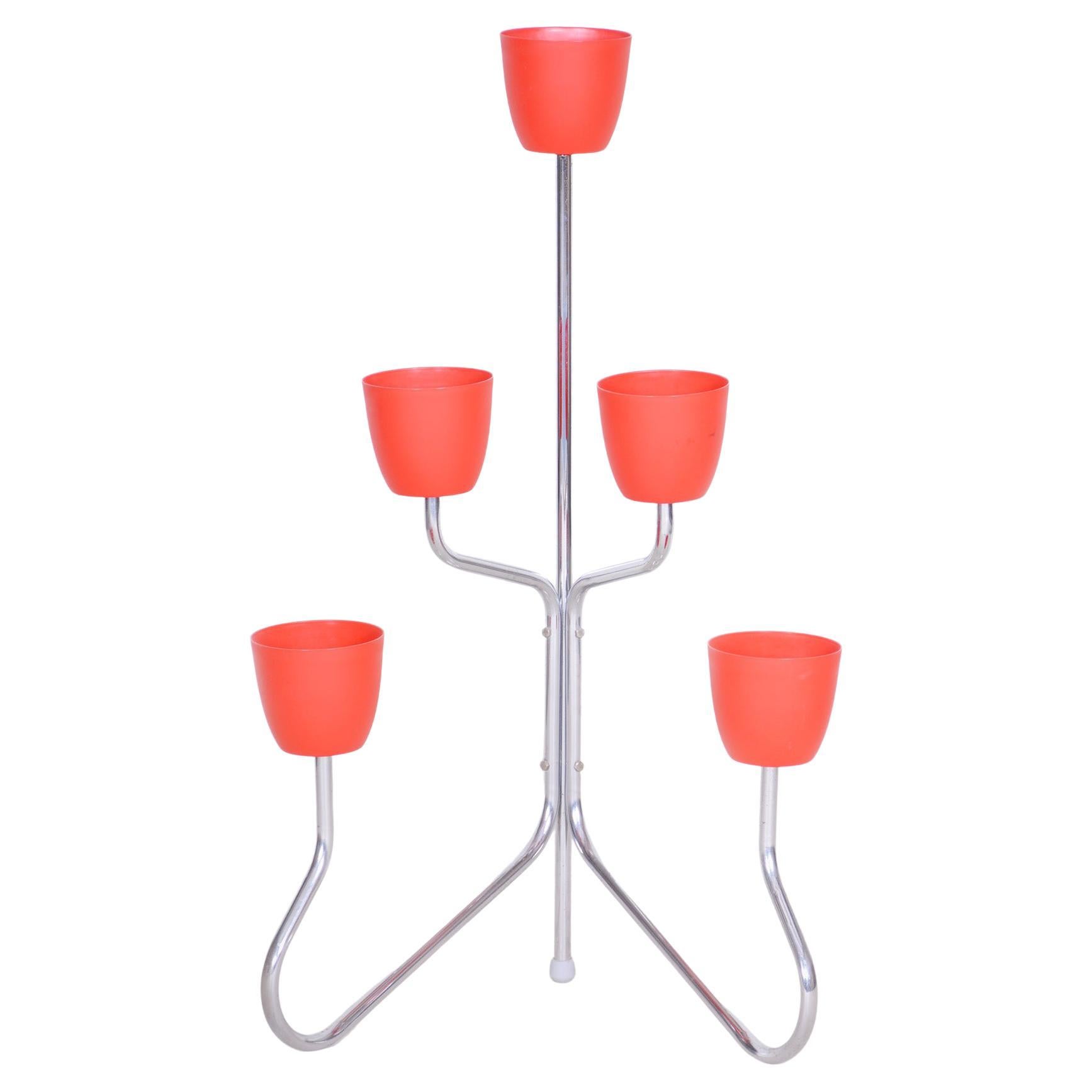 Czech Bauhaus Chrome Flower Stand Made Out of Chrome Plated Steel, 1950s