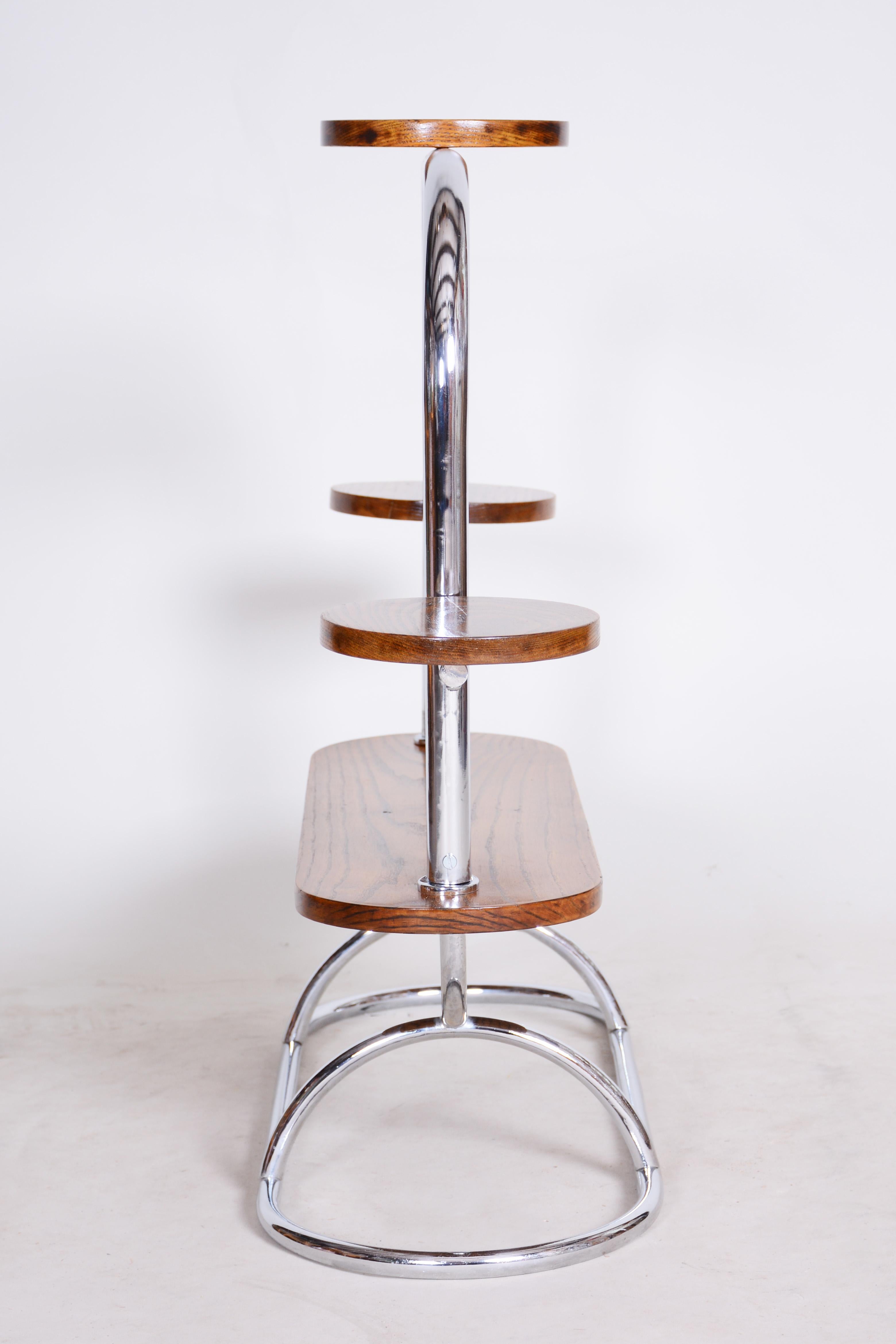 Portafiori ceco Bauhaus cromato in Oak, laccato, anni '30 in vendita 2