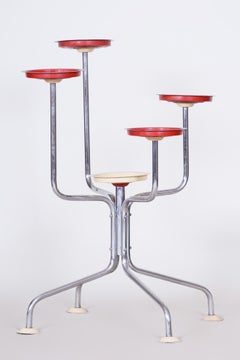 Czech Bauhaus Flower Stand Made of Chrome Plated Steel, Stable, 1930s