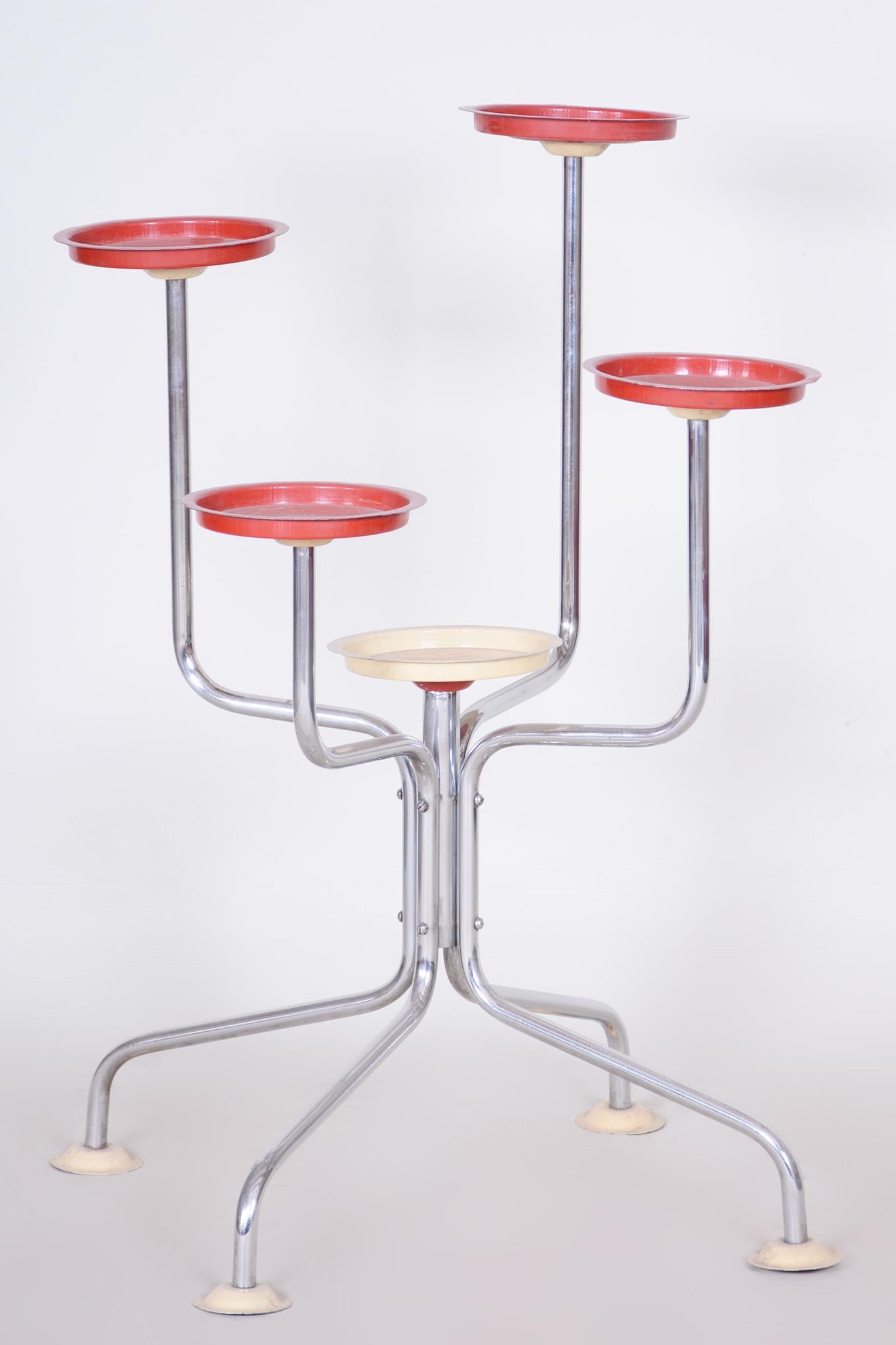 Czech Bauhaus Flower Stand Made of Chrome Plated Steel, Stable, 1930s For Sale 4