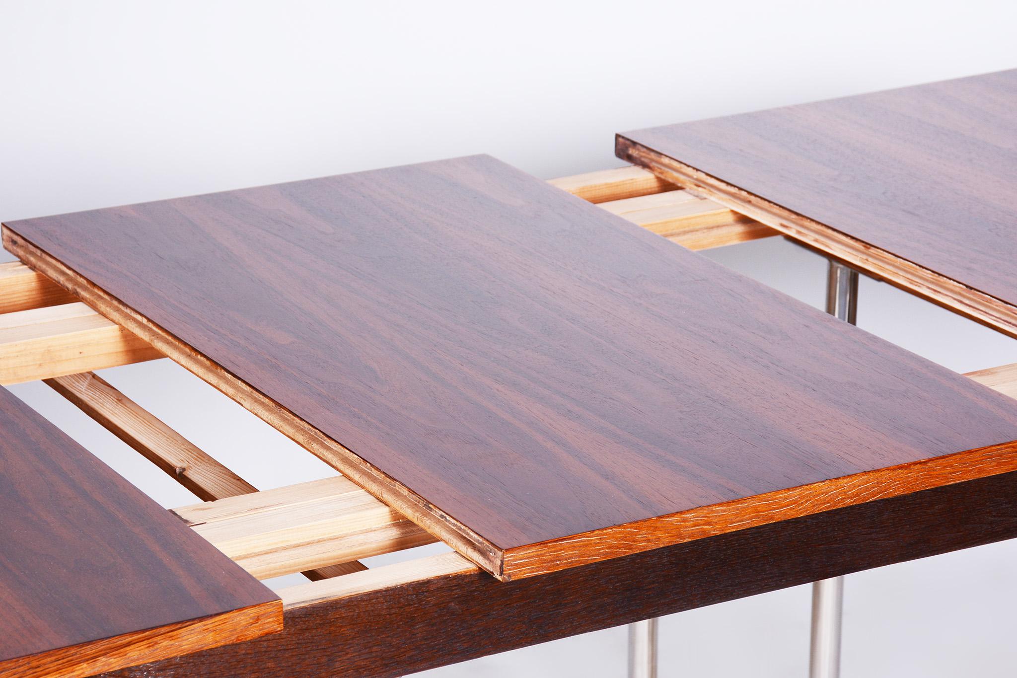 Czech Bauhaus Folding Dining Table Designed by R. Slezak, 1930s, Restored, Oak 8