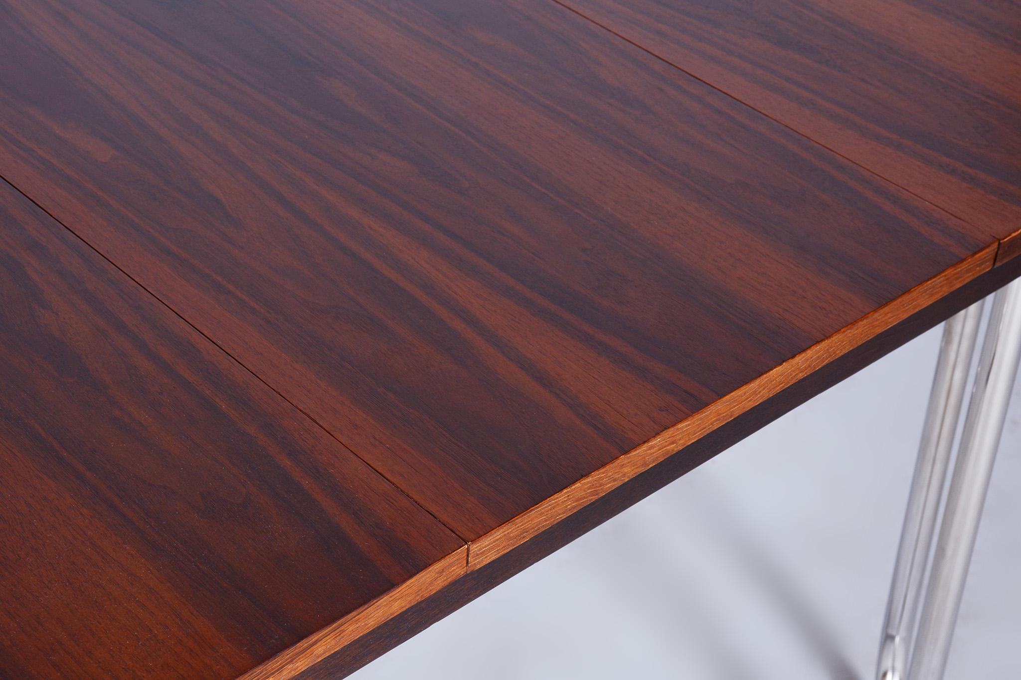 Czech Bauhaus Folding Dining Table Designed by R. Slezak, 1930s, Restored, Oak 3