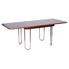 Czech Bauhaus Folding Dining Table Designed by R. Slezak, 1930s, Restored, Oak