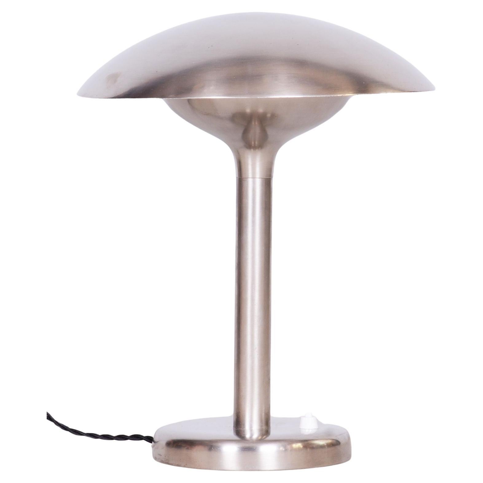 Czech Bauhaus Table Lamp, Designer František Anýž, Nickle-Plated Steel,  1920s For Sale at 1stDibs