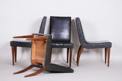 Czech Black Art Deco Chairs, 4 Pcs, Maker UP Zavody, Jindrich Halabala, 1930s