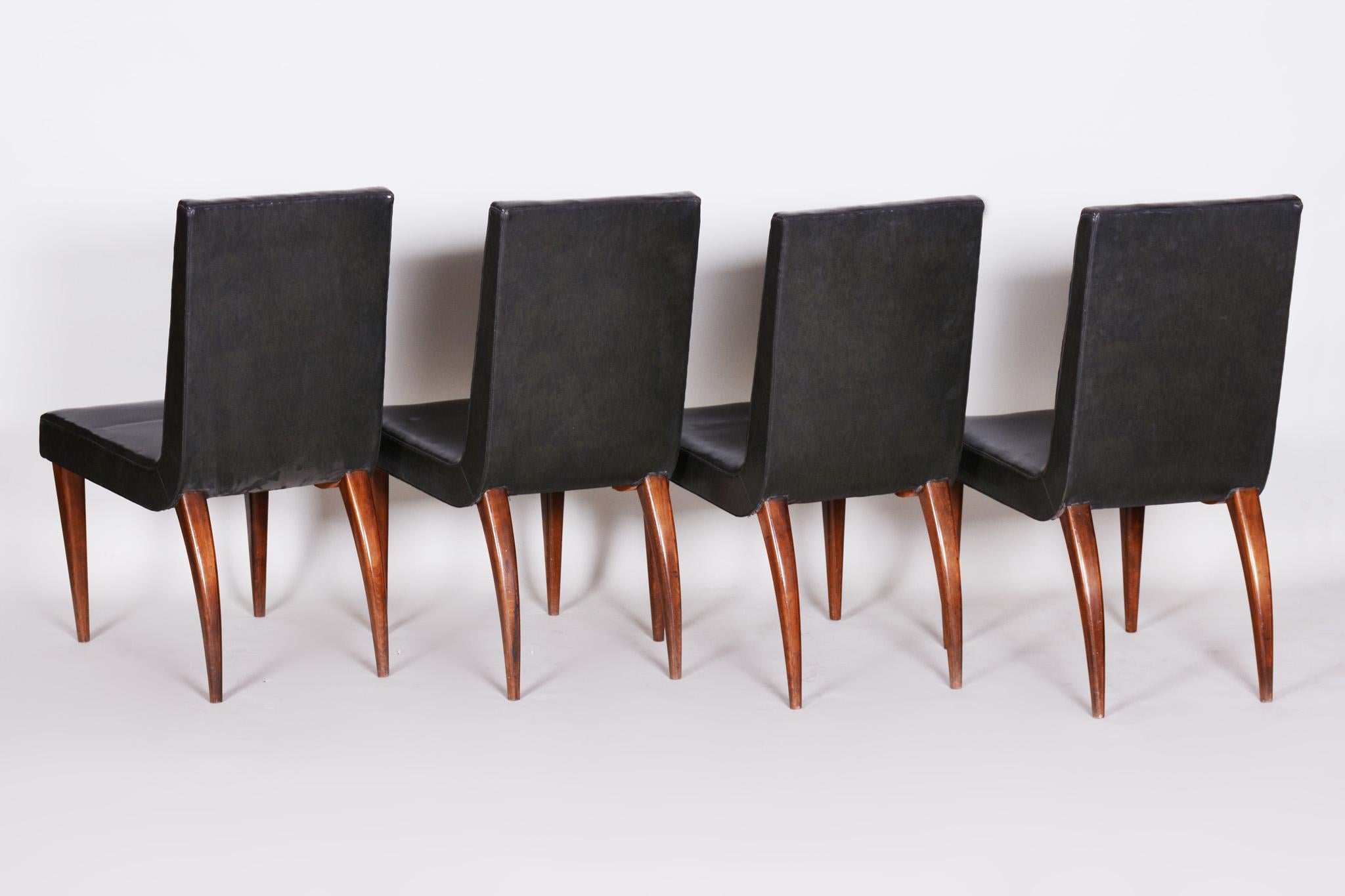 20th Century Czech Black Art Deco Chairs, 4 Pcs, Maker UP Zavody, Jindrich Halabala, 1930s For Sale