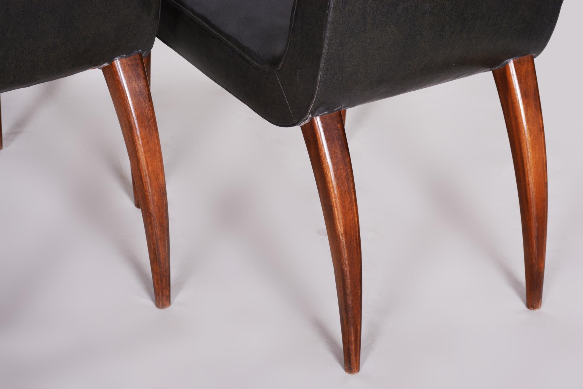 Czech Black Art Deco Chairs, 4 Pcs, Maker UP Zavody, Jindrich Halabala, 1930s For Sale 1