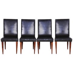 Czech Black Art Deco Chairs, 4 Pcs, Maker UP Zavody, Jindrich Halabala, 1930s