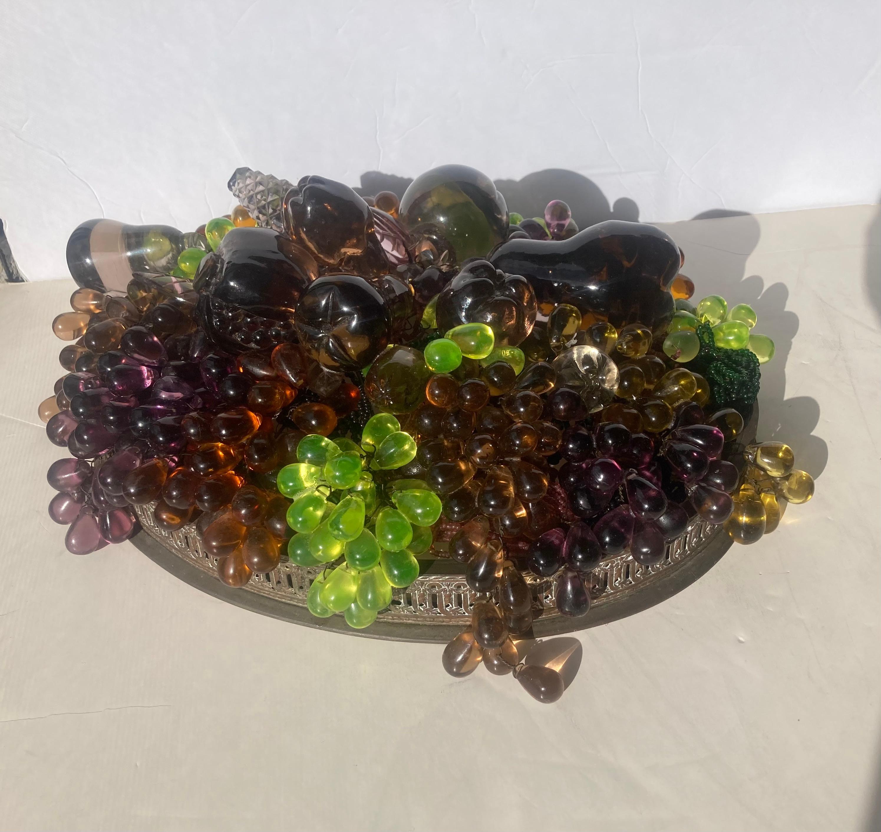 This is a great sample of the Art Glass work of the Czech Republic in this Bohemian fruit top ONLY table ornament. no base.