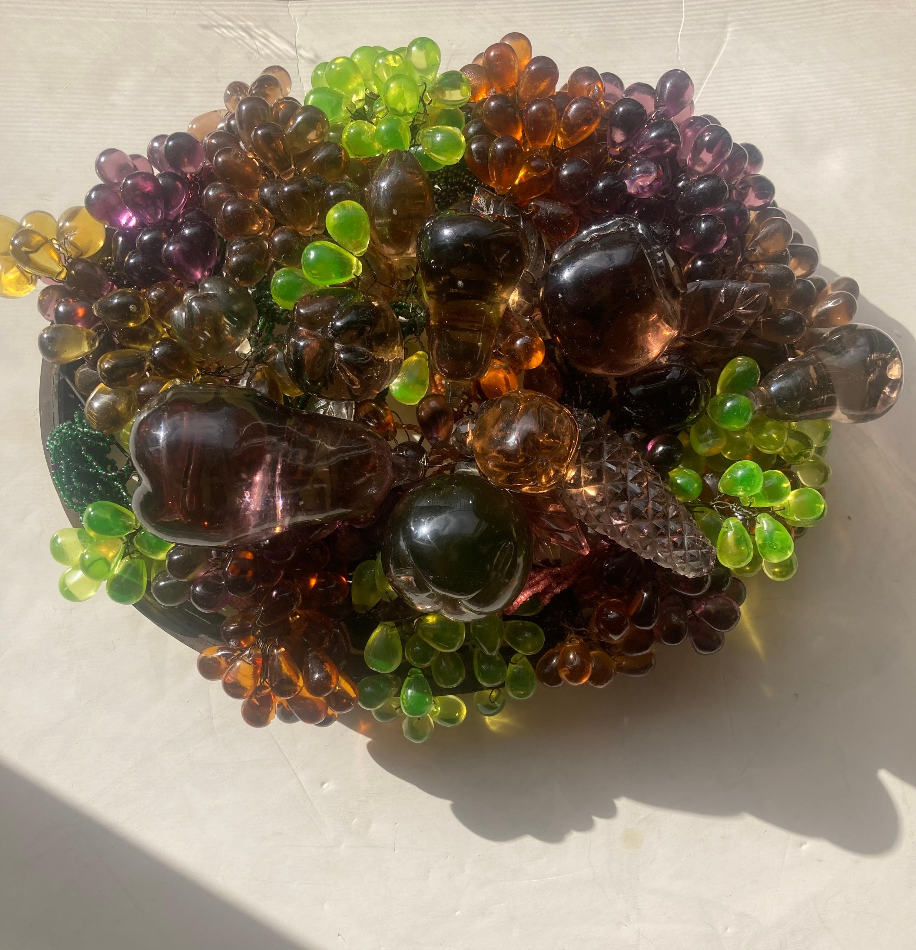 Hand-Crafted Czech Bohemian Antique, Art Glass Fruit 
